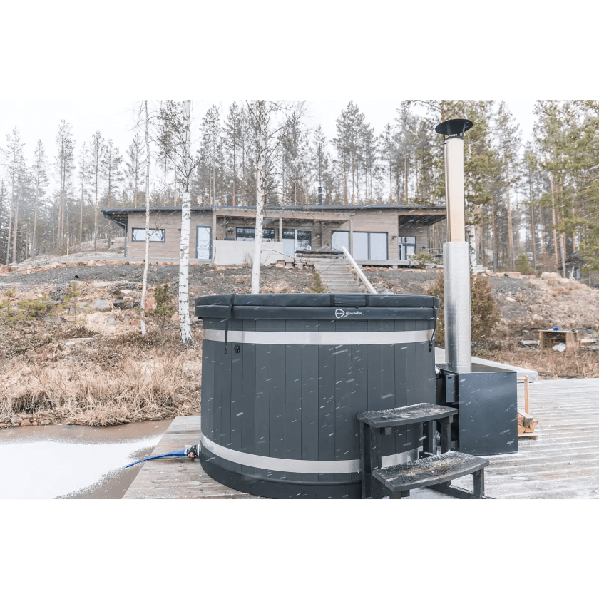 Eco-Friendly 4-Person Wood-Fired Hot Tub for Outdoor Relaxation