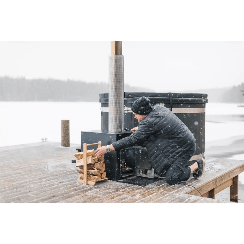 Eco-Friendly 4-Person Wood-Fired Hot Tub for Outdoor Relaxation