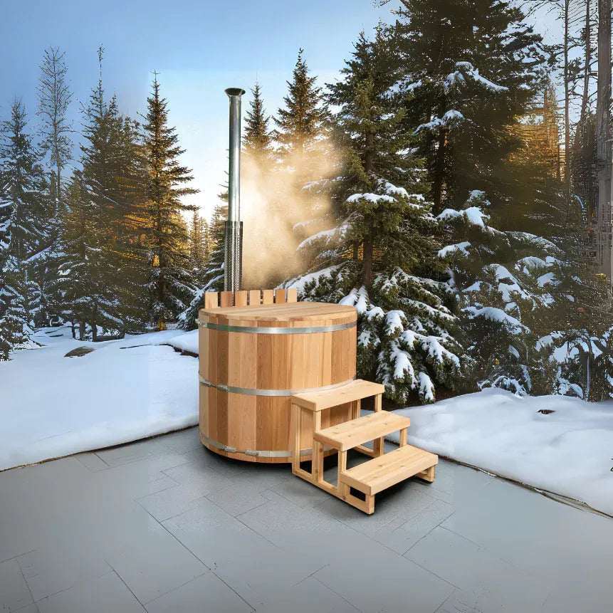 Dundalk Original Cedar Hot Tub, featuring classic cedar construction for outdoor relaxation and durability
