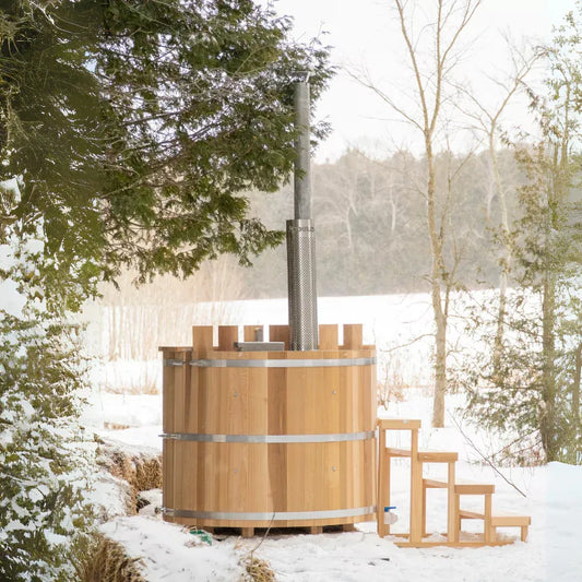 Dundalk Original Cedar Hot Tub, featuring classic cedar construction for outdoor relaxation and durability
