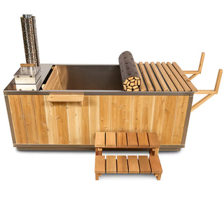 Dundalk Starlight Wood Burning Hot Tub Kit, featuring a durable wooden design for outdoor relaxation
