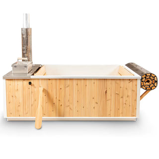 Dundalk Starlight Wood Burning Hot Tub Kit, featuring a durable wooden design for outdoor relaxation
