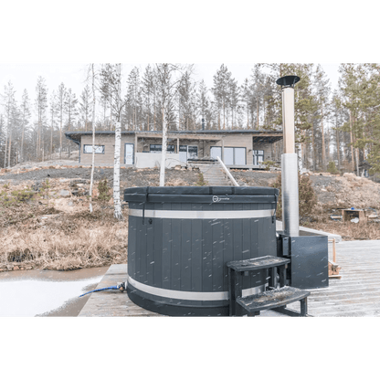 Eco-Friendly 4-Person Wood-Fired Hot Tub for Outdoor Relaxation